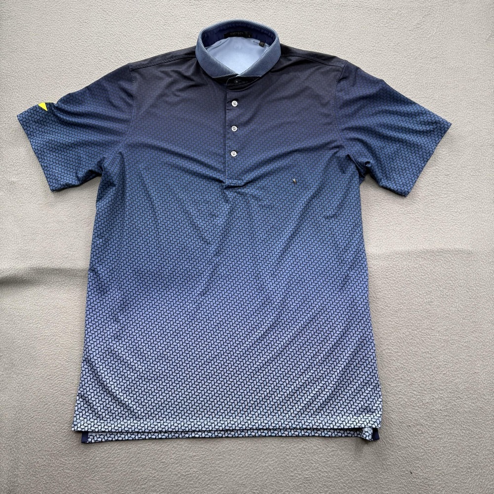 Greyson Polo Shirt Mens Large Blue Geometric Print‎ Golf Performance Stretch